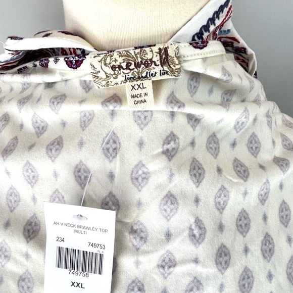 NWT One World Live and Let Live Women’s XXL Short Sleeve Tunic Top Boho Hippie - Picture 8 of 10